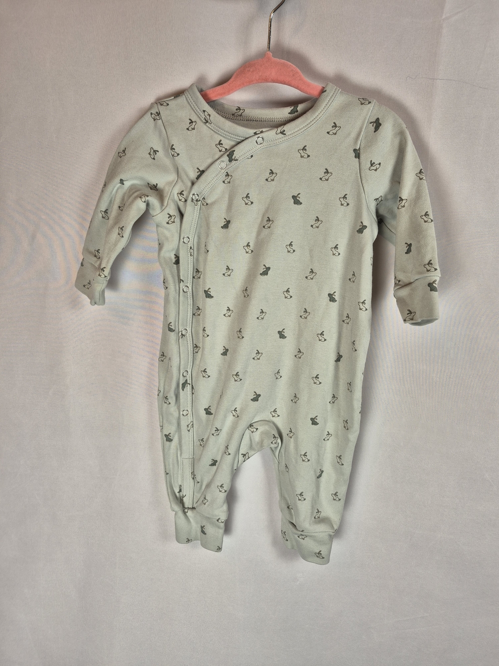 Pehr 100% Organic Cotton Sage Green Baby Tiny Bunny Print 3-6 M